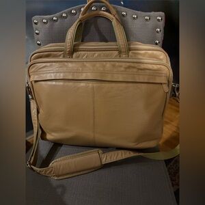 🔥Wilsons Leather Light Brown Soft Leather Briefcase Laptop Attaché Bag EUC